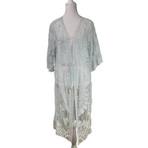 Dasayo Elegant Lace Kimono Cardigan Swim Cover Up One Size